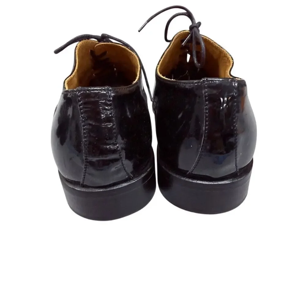 Romano Italy Black Patent Leather Oxford Lace Up Shoes Mens 8.5 Handmade